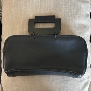 DKNY Vintage Black Leather Clutch Style Handbag with Handles
